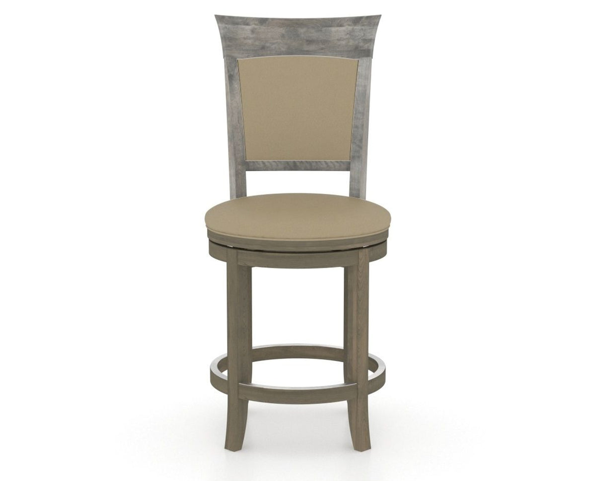 Canadel Upholstered Counter Stool 8274 in XY Faux Leather and 08 Shadow and Swivel Base, front view