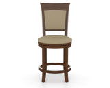 Canadel Upholstered Counter Stool 8274 in XY Faux Leather and 19 Cognac Washed and Swivel Base, front view