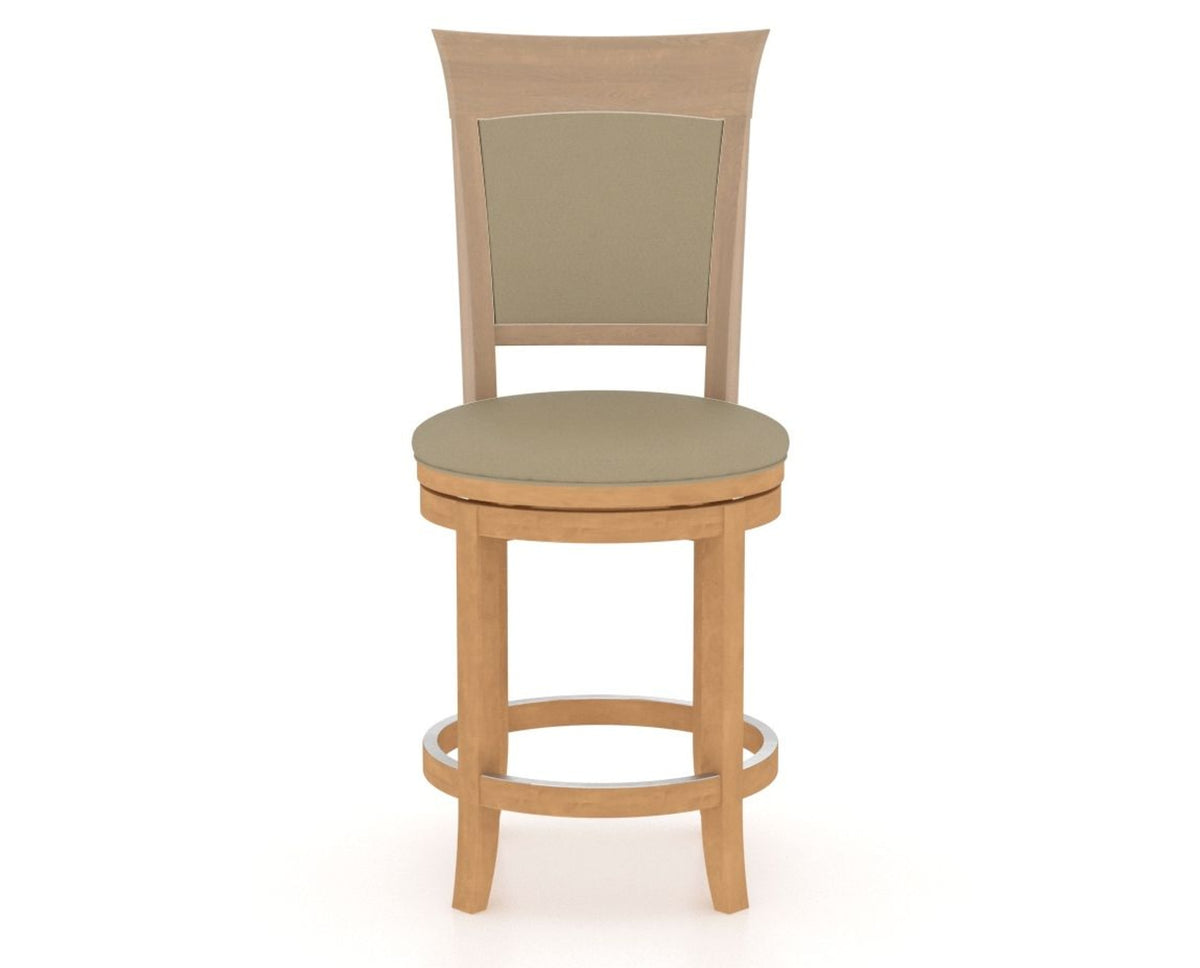 Canadel Upholstered Counter Stool 8274 in XY Faux Leather and 20 Caramel Washed and Swivel Base, front view