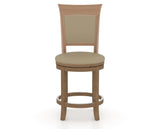 Canadel Upholstered Counter Stool 8274 in XY Faux Leather and 25 Pecan Washed and Swivel Base, front view