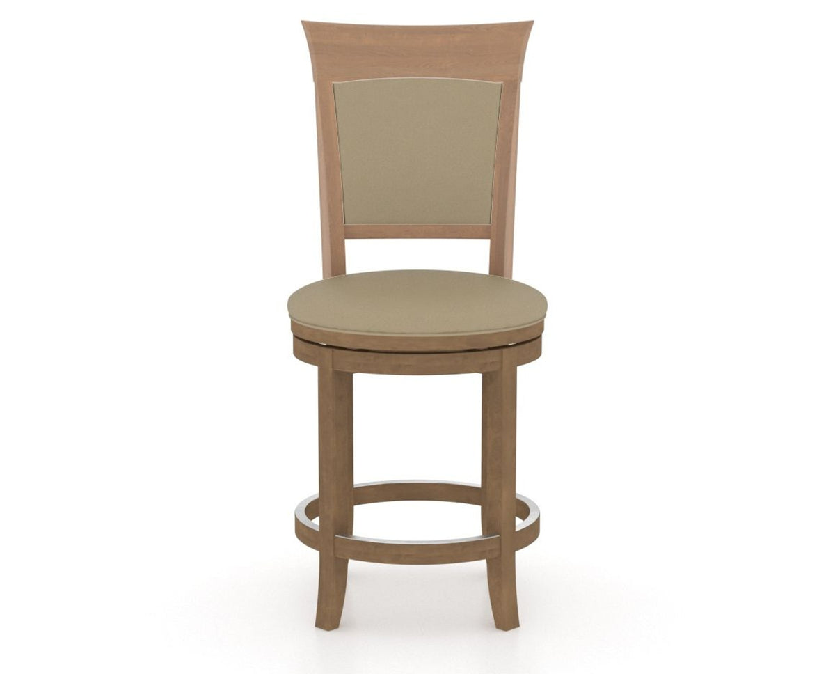 Canadel Upholstered Counter Stool 8274 in XY Faux Leather and 25 Pecan Washed and Swivel Base, front view