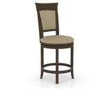 Canadel Upholstered Counter Stool 8274 in XY Faux Leather and 29 Hazelnut Washed and Swivel Base, three-quarter view