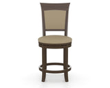 Canadel Upholstered Counter Stool 8274 in XY Faux Leather and 29 Hazelnut Washed and Swivel Base, front view