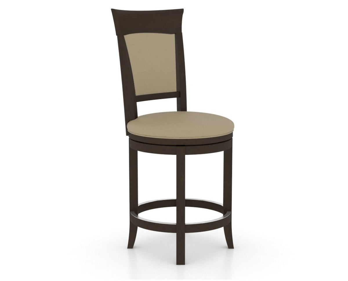 Canadel Upholstered Counter Stool 8274 in XY Faux Leather and 59 Davy's Grey and Swivel Base, three-quarter view