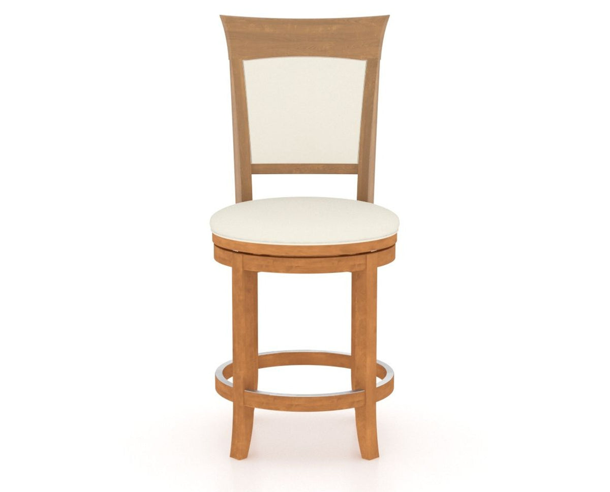 Canadel Upholstered Counter Stool 8274 in YJ Faux Leather and 01 Honey Washed and Swivel Base, front view