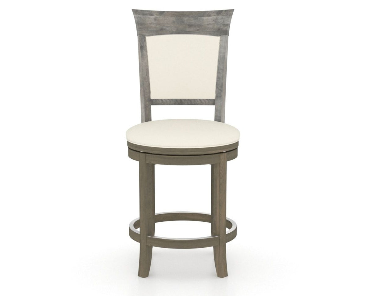 Canadel Upholstered Counter Stool 8274 in YJ Faux Leather and 08 Shadow and Swivel Base, front view