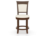 Canadel Upholstered Counter Stool 8274 in YJ Faux Leather and 19 Cognac Washed and Swivel Base, front view