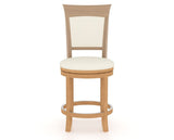 Canadel Upholstered Counter Stool 8274 in YJ Faux Leather and 20 Caramel Washed and Swivel Base, front view