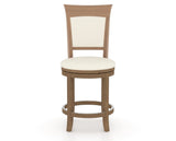 Canadel Upholstered Counter Stool 8274 in YJ Faux Leather and 25 Pecan Washed and Swivel Base, front view