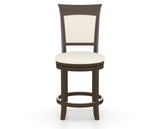Canadel Upholstered Counter Stool 8274 in YJ Faux Leather and 29 Hazelnut Washed and Swivel Base, front view