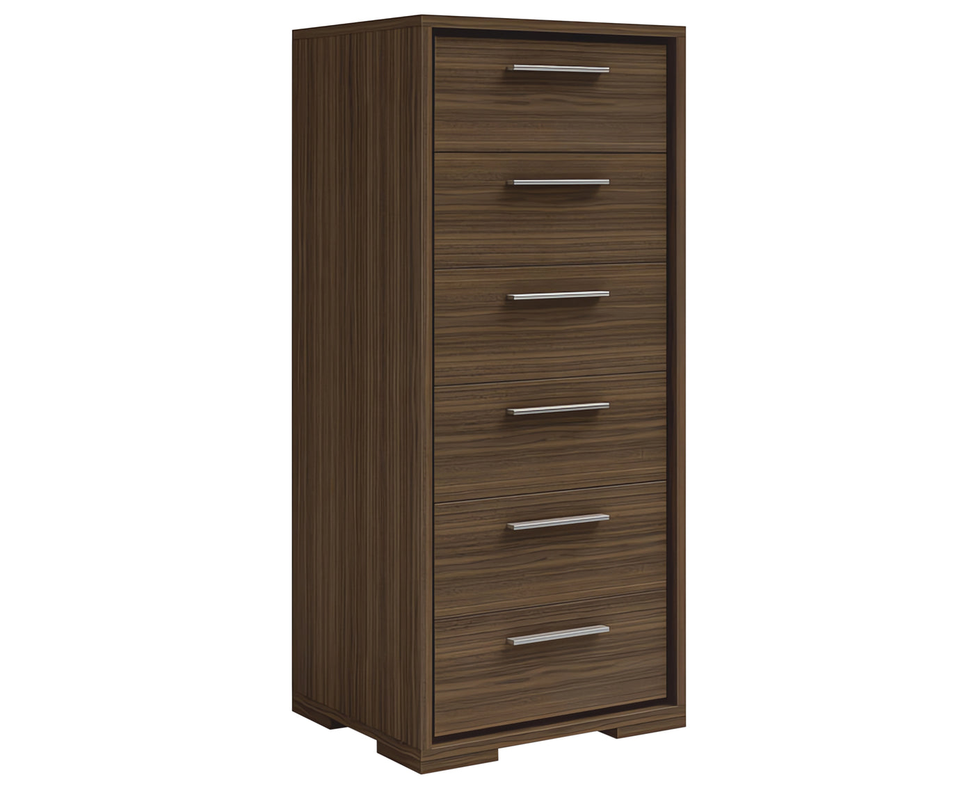 Natural Walnut with Brushed Nickel Handles | Mobican Sonoma Narrow Chest | Valley Ridge Furniture