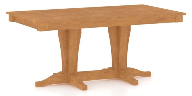Canadel Rectangular Dining Table 3868 with XC Base in Honey Washed, three-quarter view