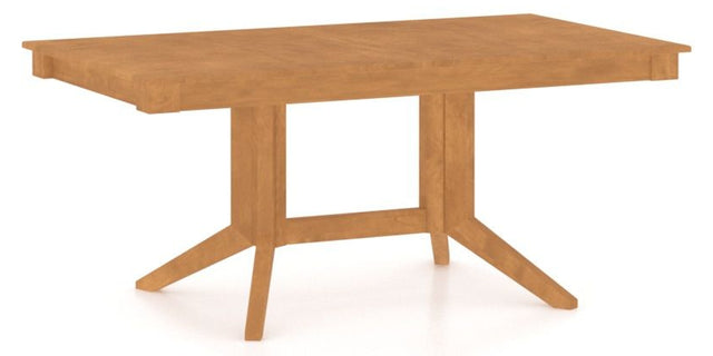 Canadel Rectangular Dining Table 3868 with XQ Base in Honey Washed, three-quarter view