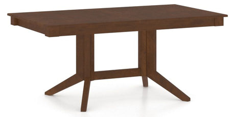 Canadel Rectangular Dining Table 3868 with XQ Base in 19 Cognac Washed, three-quarter view
