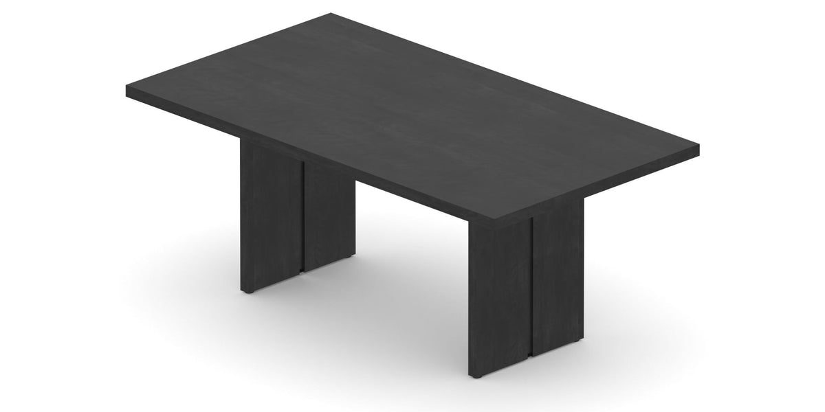 Canadel Modern Rectangular Dining Table with MP Base in 09 Dark Smoke and Small Size, view from above