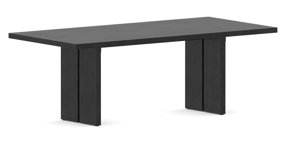 Canadel Modern Rectangular Dining Table with MP Base in 09 Dark Smoke and Large Size, three-quarter view