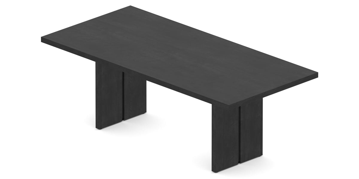 Canadel Modern Rectangular Dining Table with MP Base in 09 Dark Smoke and Large Size, view from above