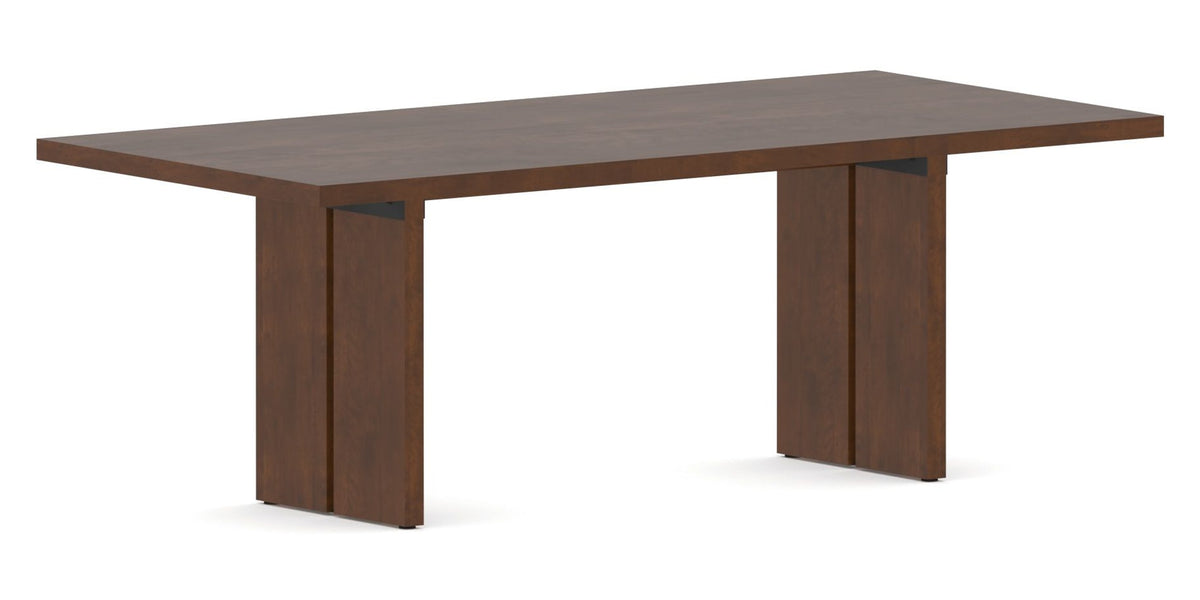 Canadel Modern Rectangular Dining Table with MP Base in 19 Cognac Washed and Large Size, three-quarter view
