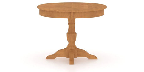 Canadel Round Dining Table 4242 with XP Base in Honey Washed, side view