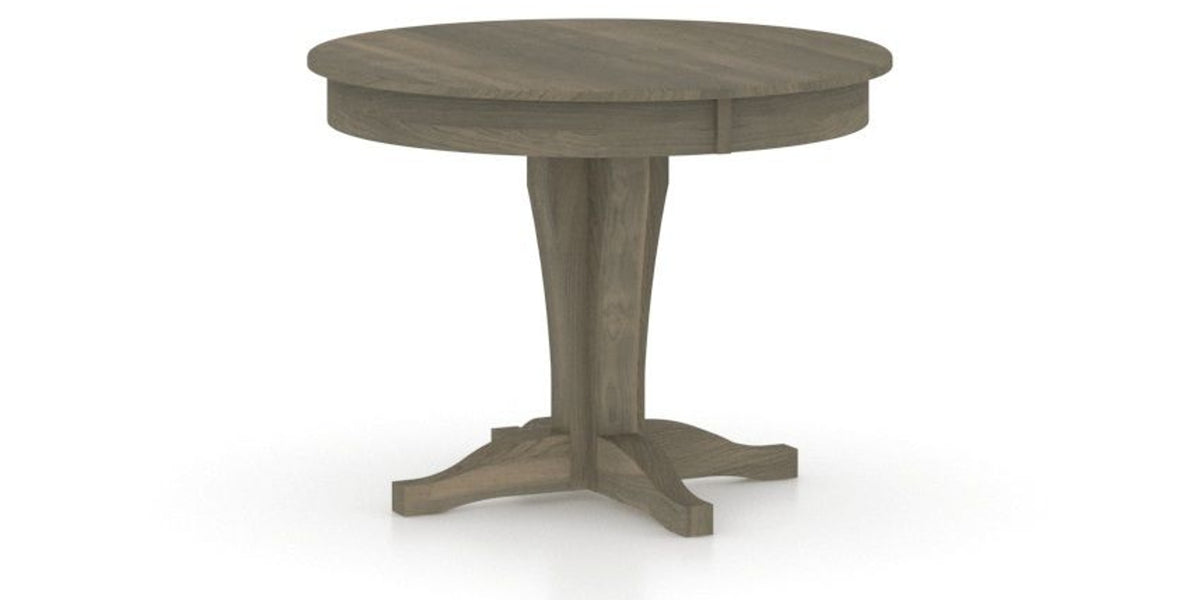 Canadel Round Dining Table 4242 with XC Base in 08 Shadow, three-quarter view