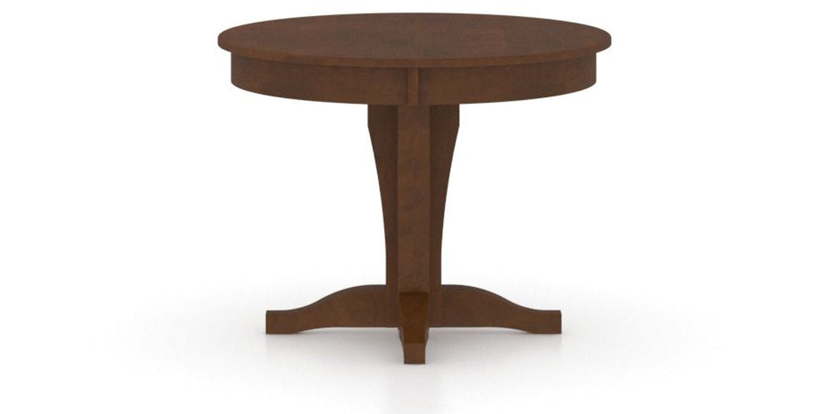 Canadel Round Dining Table 4242 with XC Base in 19 Cognac Washed, side view