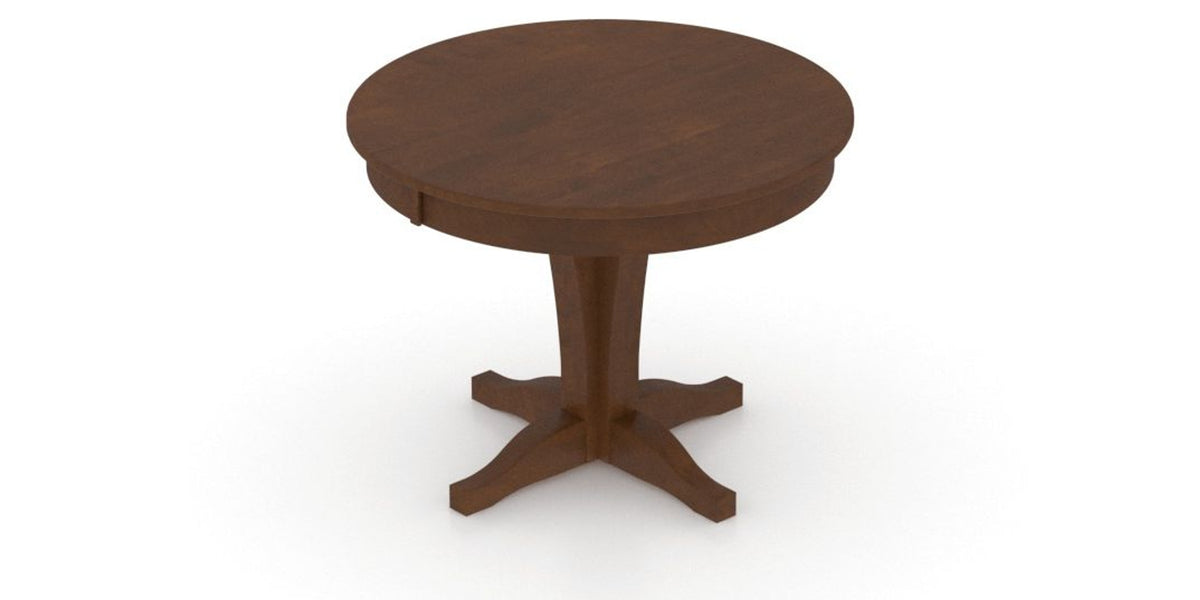 Canadel Round Dining Table 4242 with XC Base in 19 Cognac Washed, view from above