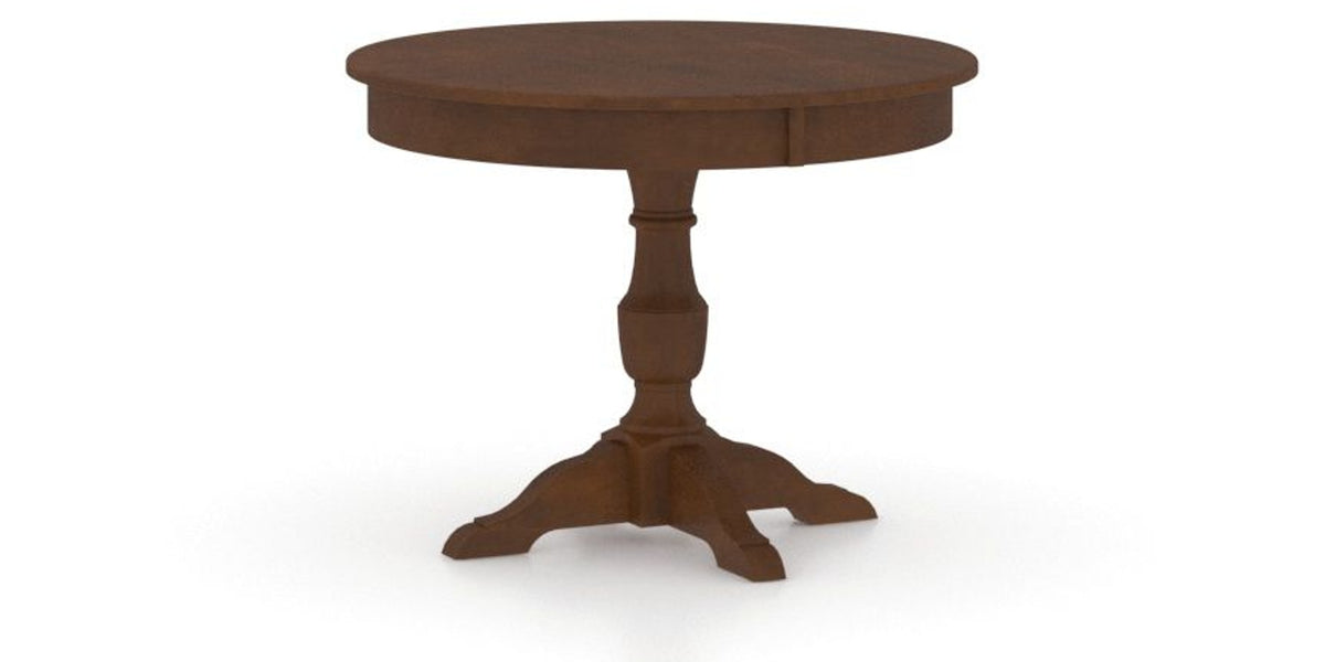 Canadel Round Dining Table 4242 with XP Base in 19 Cognac Washed, three-quarter view