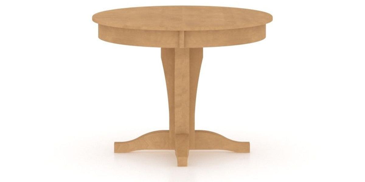 Canadel Round Dining Table 4242 with XC Base in 20 Caramel Washed, side view