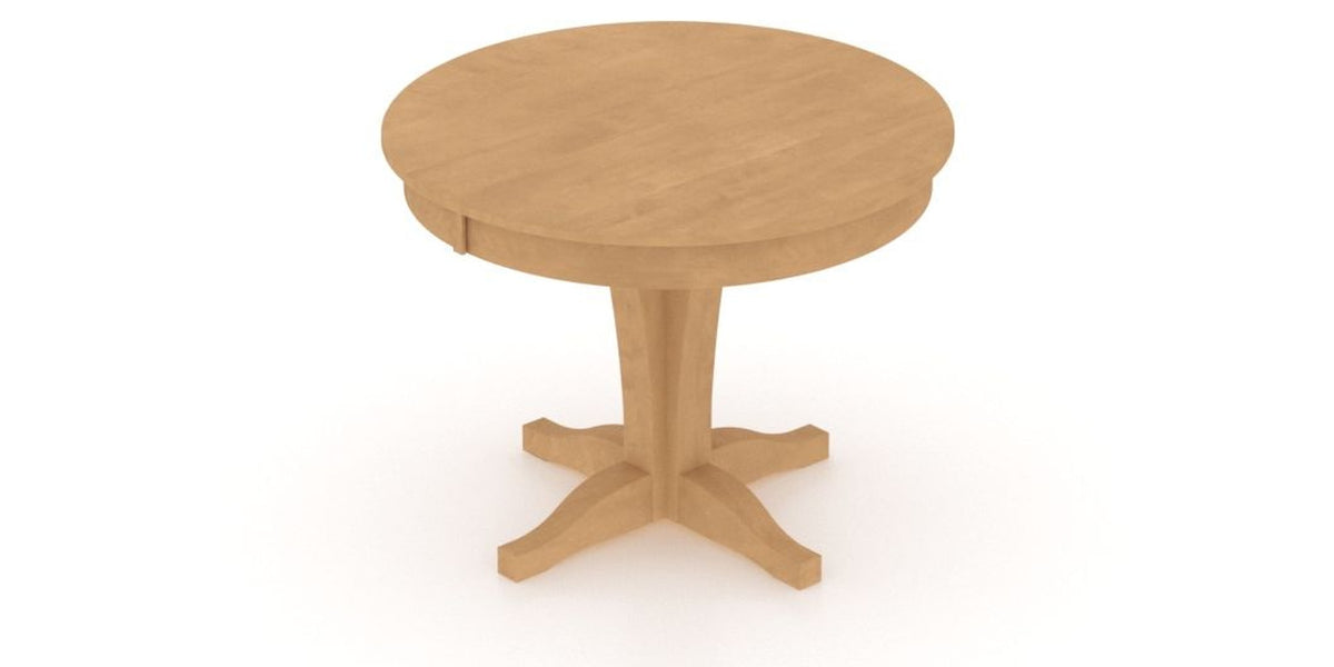 Canadel Round Dining Table 4242 with XC Base in 20 Caramel Washed, view from above