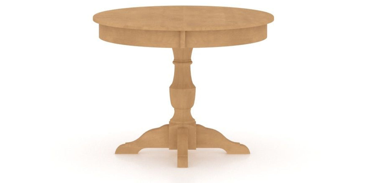 Canadel Round Dining Table 4242 with XP Base in 20 Caramel Washed, side view