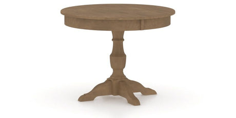 Canadel Round Dining Table 4242 with XP Base in 25 Pecan Washed, three-quarter view