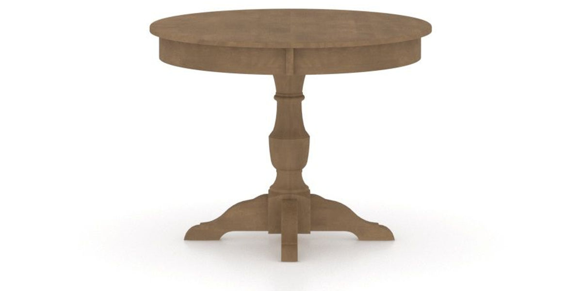 Canadel Round Dining Table 4242 with XP Base in 25 Pecan Washed, side view