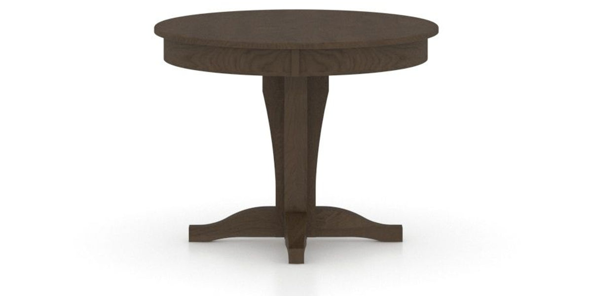 Canadel Round Dining Table 4242 with XC Base in 29 Hazelnut Washed, side view