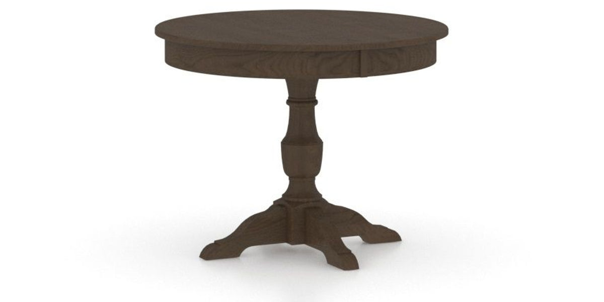 Canadel Round Dining Table 4242 with XP Base in 29 Hazelnut Washed, three-quarter view