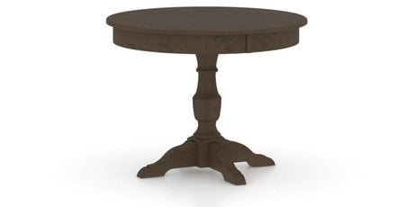 Canadel Round Dining Table 4242 with XP Base in 29 Hazelnut Washed, three-quarter view