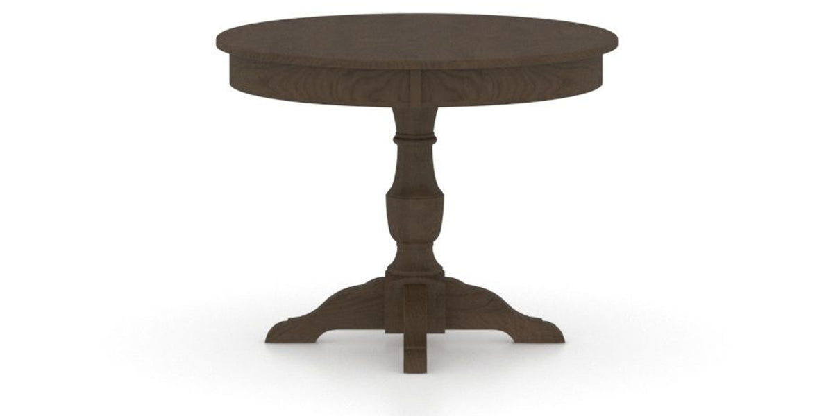 Canadel Round Dining Table 4242 with XP Base in 29 Hazelnut Washed, side view