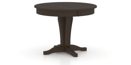 Canadel Round Dining Table 4242 with XC Base in 59 Davy's Grey, three-quarter view