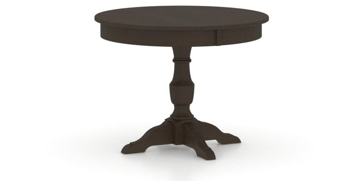 Canadel Round Dining Table 4242 with XP Base in 59 Davy's Grey, three-quarter view