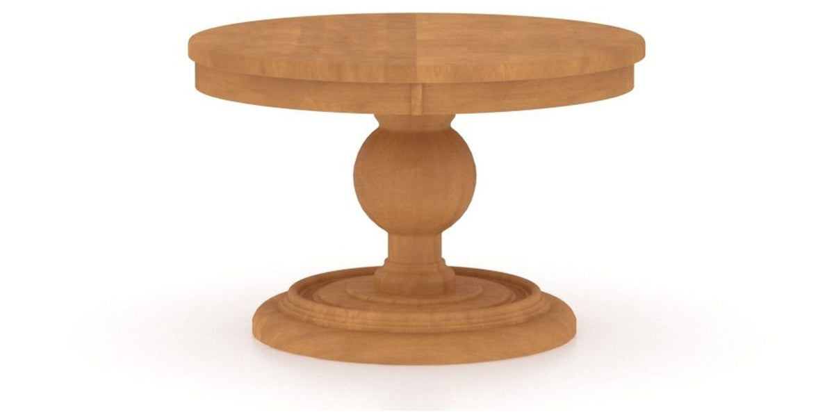Canadel Round Dining Table 4848 with HQ Base, T Edge in Honey Washed, side view