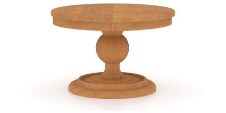 Canadel Round Dining Table 4848 with HQ Base, T Edge in Honey Washed, side view