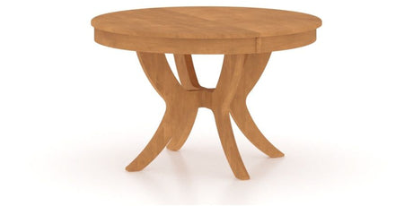 Canadel Round Dining Table 4848 with SI Base in Honey Washed, three-quarter view