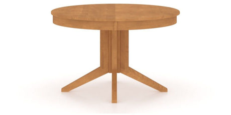 Canadel Round Dining Table 4848 with XQ Base in Honey Washed, side view