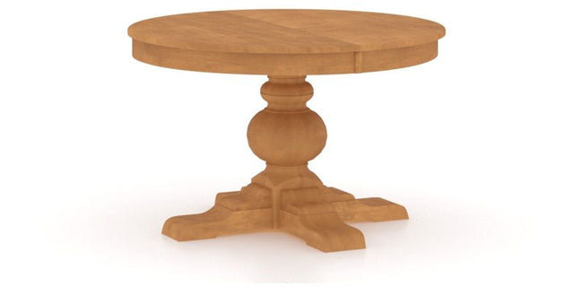 Canadel Round Dining Table 4848 with XT Base in Honey Washed, three-quarter view