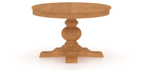 Canadel Round Dining Table 4848 with XT Base in Honey Washed, side view