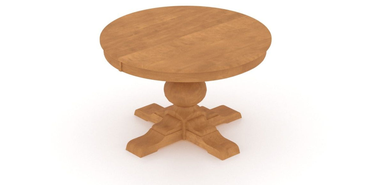 Canadel Round Dining Table 4848 with XT Base in Honey Washed, view from above