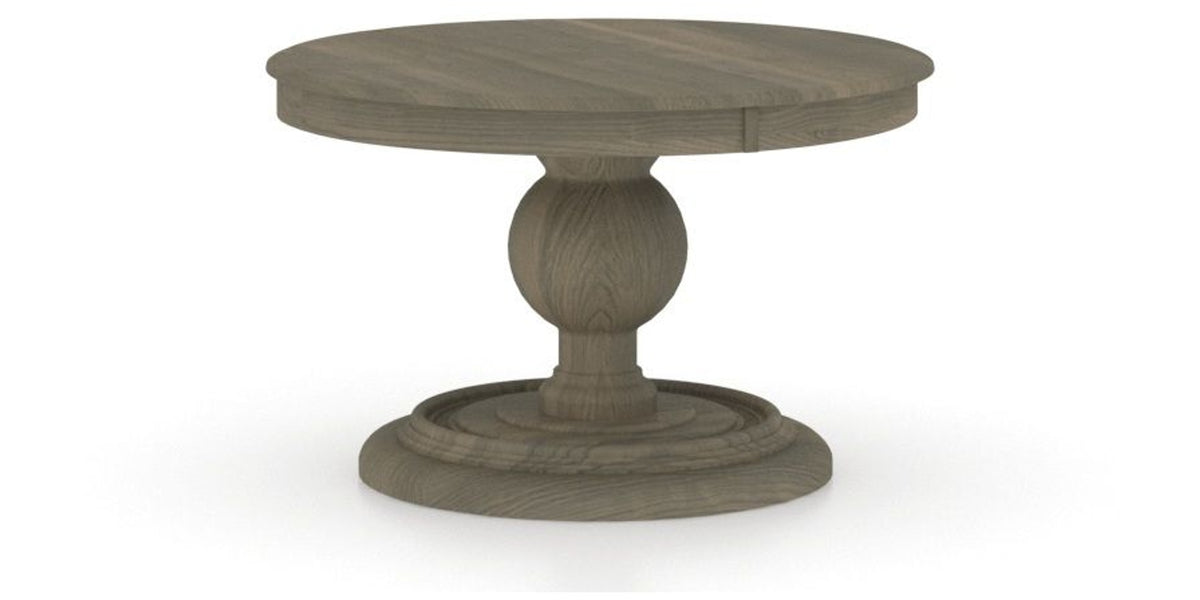 Canadel Round Dining Table 4848 with HQ Base, A Edge in 08 Shadow, three-quarter view