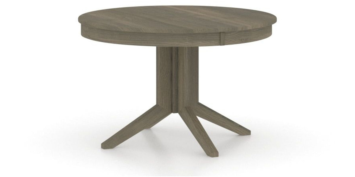 Canadel Round Dining Table 4848 with XQ Base in 08 Shadow, three-quarter view