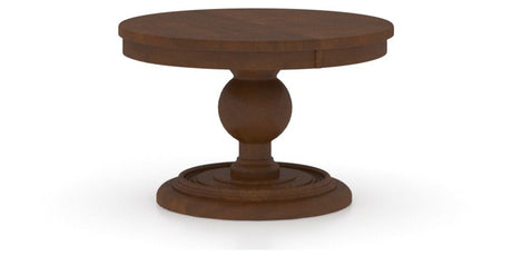 Canadel Round Dining Table 4848 with HQ Base, T Edge in 19 Cognac Washed, three-quarter view