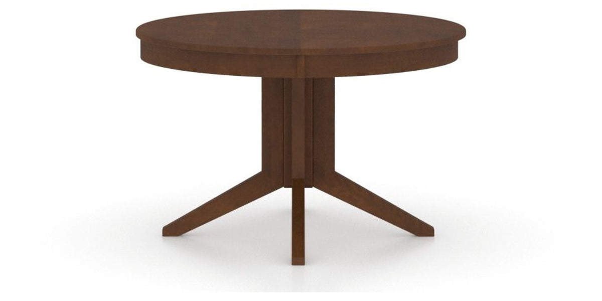 Canadel Round Dining Table 4848 with XQ Base in 19 Cognac Washed, side view