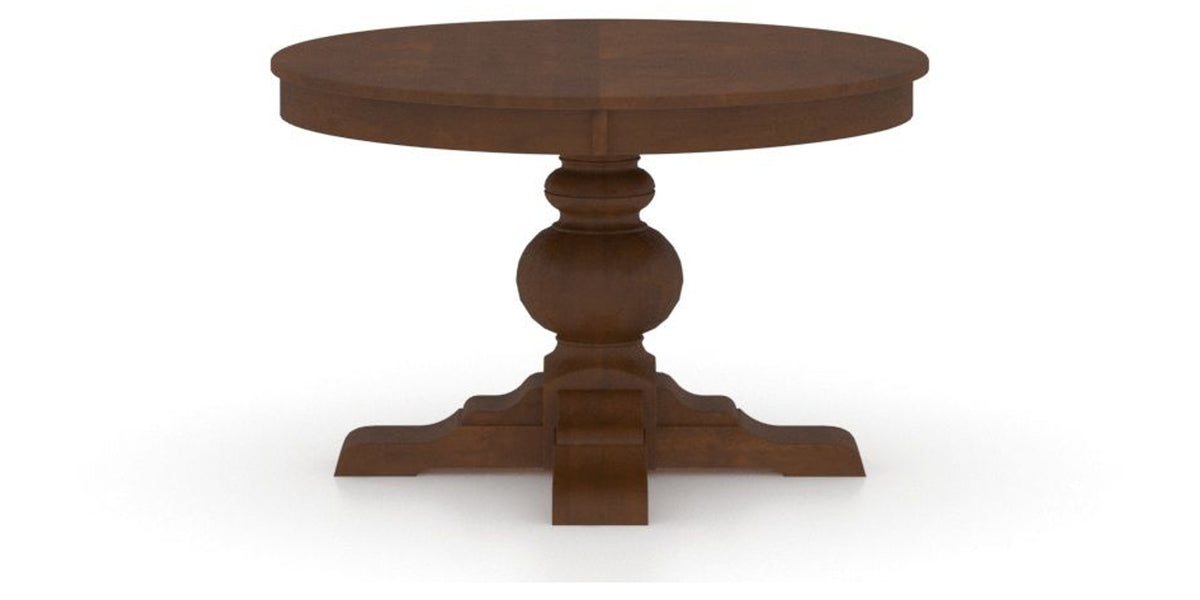 Canadel Round Dining Table 4848 with XT Base in 19 Cognac Washed, side view